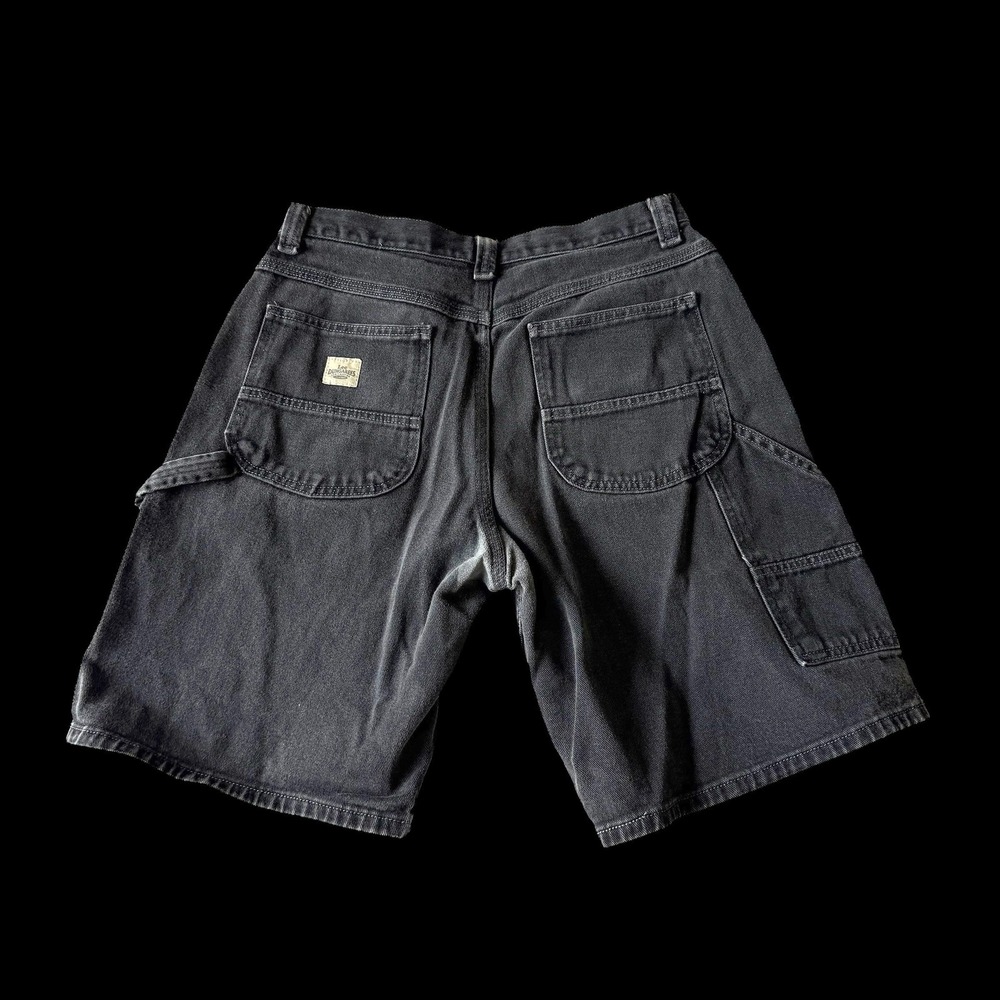 Lee Dungarees Black Carpenter Denim Shorts Sz 31.5 Workwear Faded - Picture 2 of 9